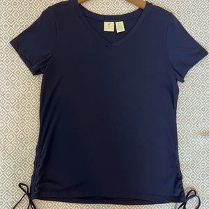 Caribbean Joe Women's Small Rouched Side Cotton Shirt